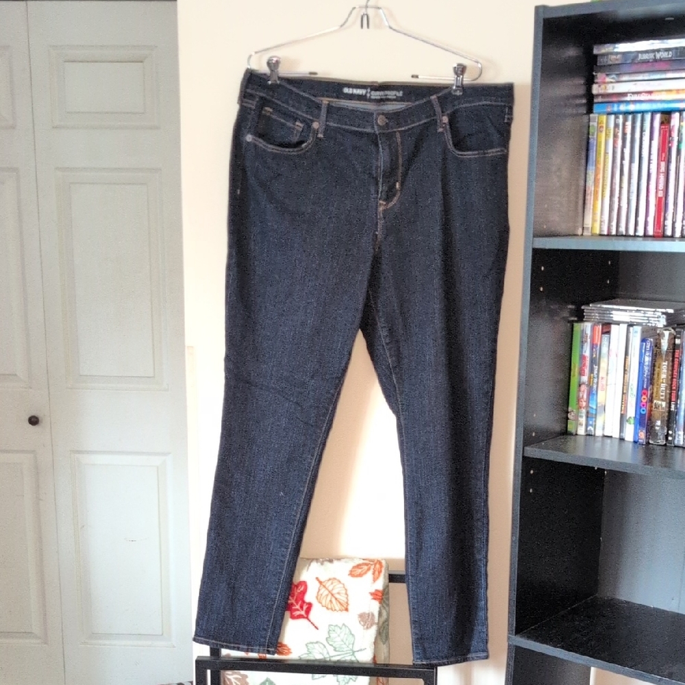 Old Navy Women's Straight Leg Jeans - Deep Indigo